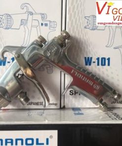 Súng phun loại cấp áp suất nhẹ W-101-P với hiệu ứng nguyên tử hóa hoàn hảo Thương hiệu:Súng phun Manoli Mẫu mã: W-101-P Ưu điểm: Giảm lượng sơn bám vào bên trong nắp khí giúp quá trình phun sương đồng đều hơn và đạt được kiểu phun ổn định; Giảm cả lượng phun quá mức và tải kích hoạt, đồng thời đạt được hiệu quả phun sương tốt hơn bằng cách giảm áp suất không khí phun (ở tay cầm súng) xuống 0,05MPa; Tất cả các đường dẫn chất lỏng đều được làm bằng thép không gỉ, vòi phun chất lỏng và kim chất lỏng được làm bằng thép không gỉ hạng nhất nên súng phun phù hợp với các loại sơn gốc nước. Ứng dụng: Thích hợp cho nhiều loại chất lỏng bao gồm sơn dầu, nhựa epoxy, keo dán và dầu gia công, và thích hợp nhất cho sửa chữa ô tô, đồ gỗ, đồ nội thất và kim loại. Chất liệu: Nhôm đúc và thép không gỉ