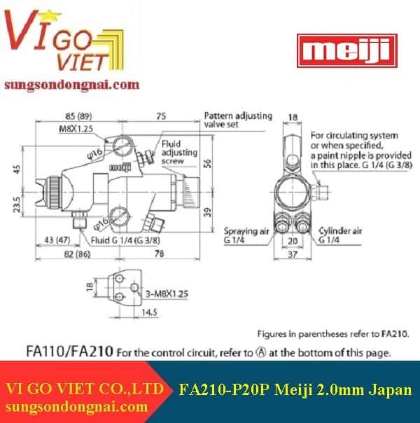 Cách lắp đặt súng phun sơn tự động FA210-P20P Meiji 2.0mm