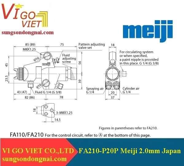 Cách lắp đặt súng phun sơn tự động FA210-P20P Meiji 2.0mm