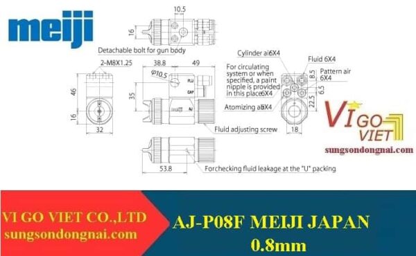 Súng phun sơn tự động AJ-P08F Meiji