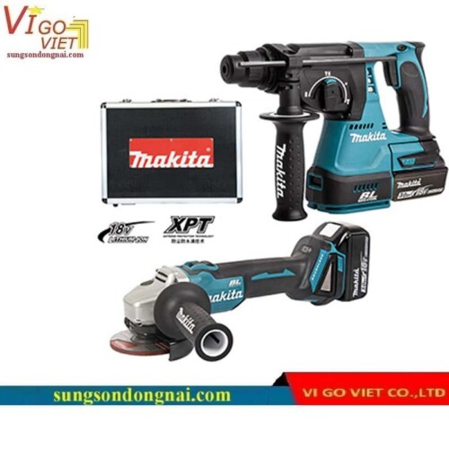 Bộ máy khoan, máy mài góc dùng Pin Makita DLX2161X