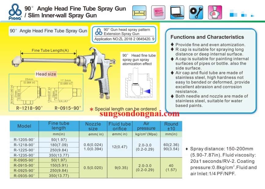 Súng phun sơn đầu dài R0925-90