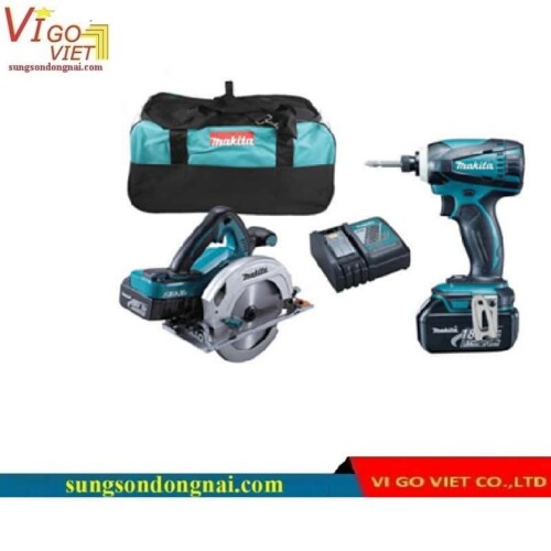 Bộ sản phẩm máy cưa đĩa vặn vít dùng pin Makita DLX2085M